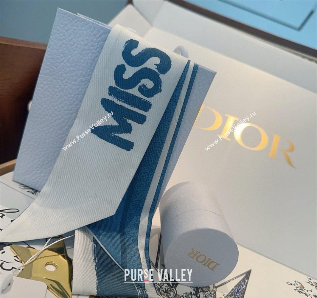 Dior Miss Dior Mitzah Silk Bandeau Scarf 6x105cm Blue 2025 DR03197 (XMN-250319020)