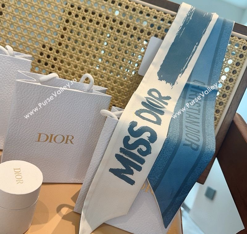 Dior Miss Dior Mitzah Silk Bandeau Scarf 6x105cm Blue 2025 DR03197 (XMN-250319020)