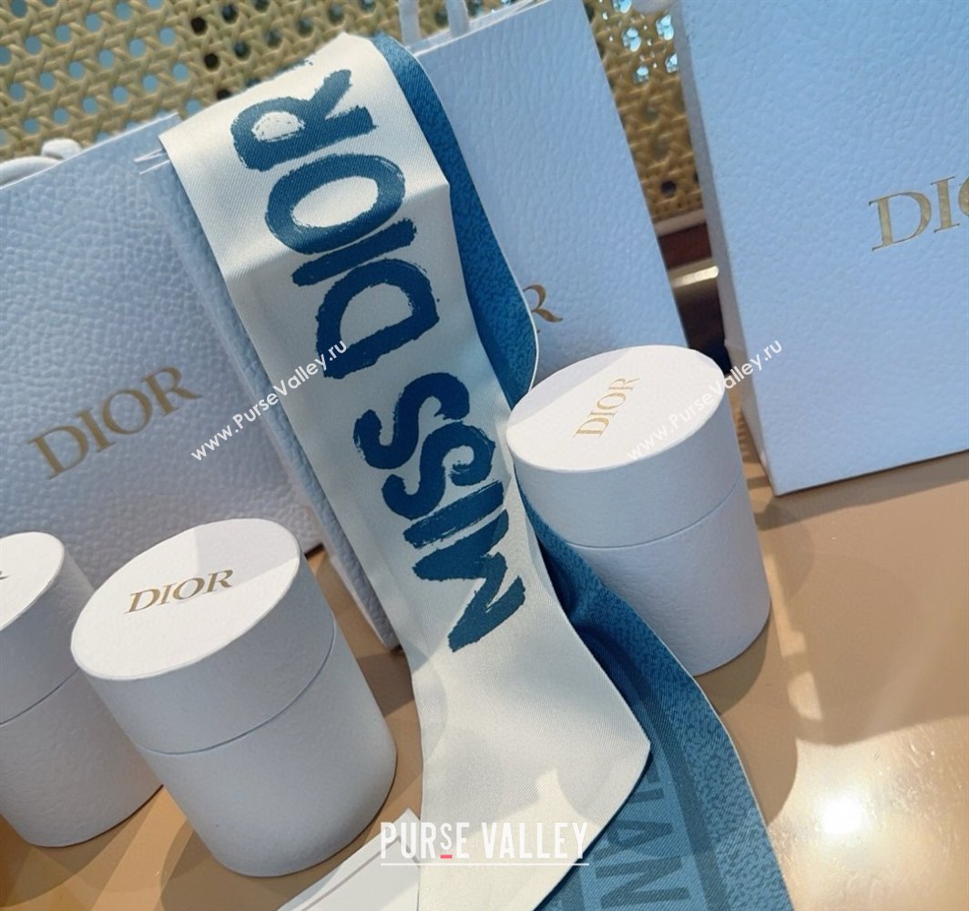 Dior Miss Dior Mitzah Silk Bandeau Scarf 6x105cm Blue 2025 DR03197 (XMN-250319020)