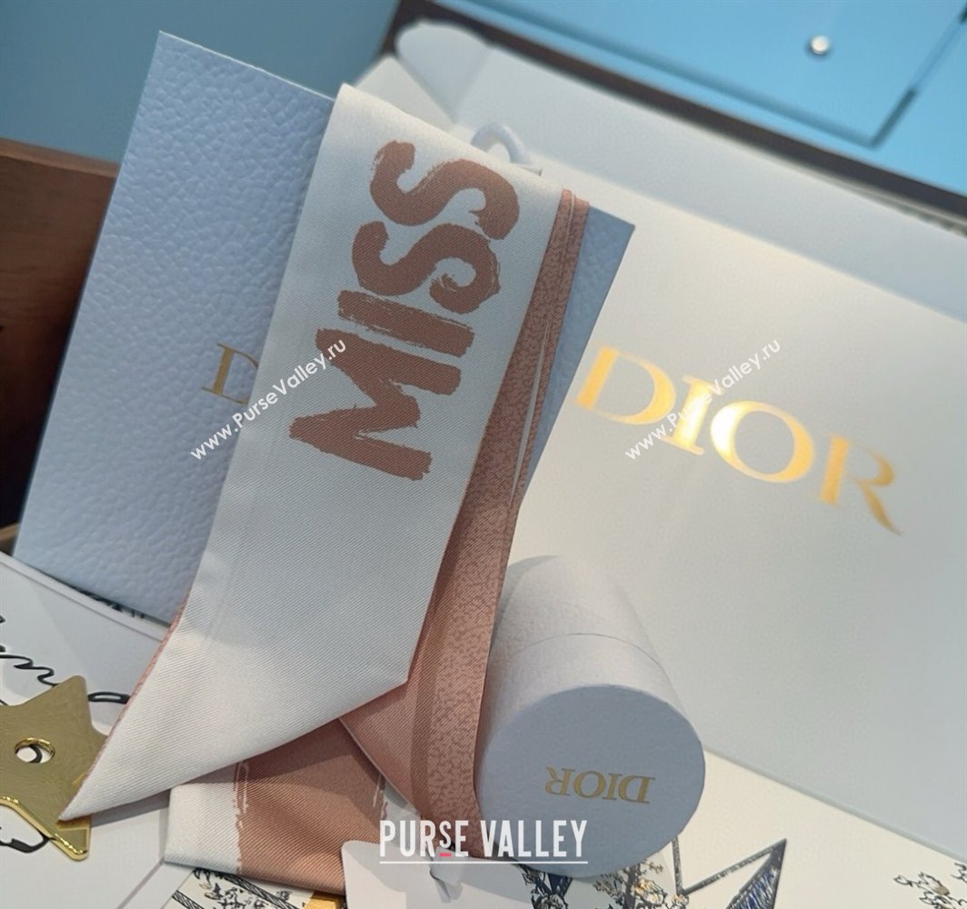 Dior Miss Dior Mitzah Silk Bandeau Scarf 6x105cm Pink 2025 DR03197 (XMN-250319021)