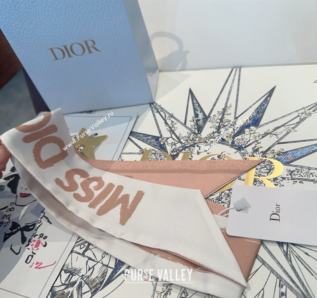 Dior Miss Dior Mitzah Silk Bandeau Scarf 6x105cm Pink 2025 DR03197 (XMN-250319021)
