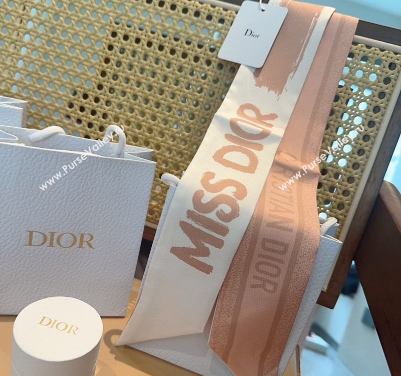 Dior Miss Dior Mitzah Silk Bandeau Scarf 6x105cm Pink 2025 DR03197 (XMN-250319021)