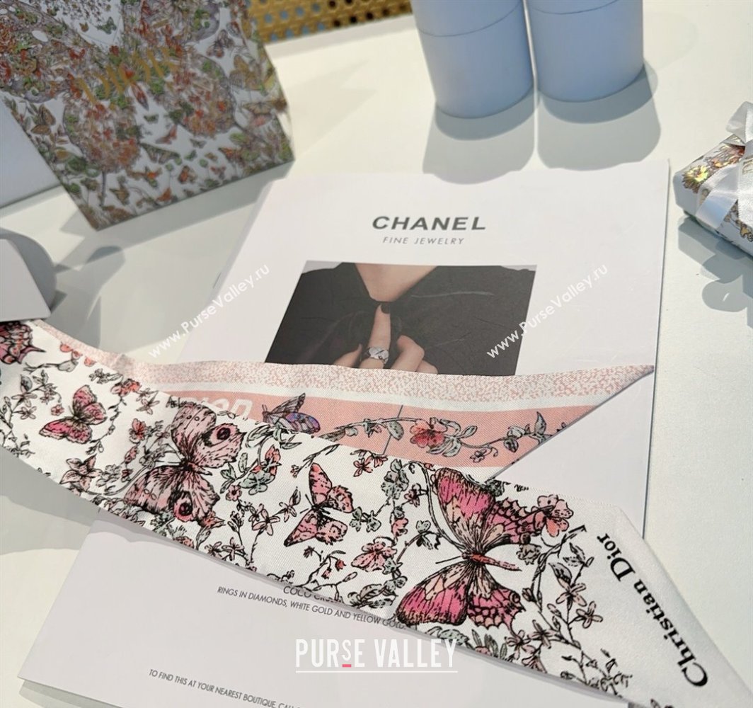 Dior Mitzah Butterfly Silk Bandeau Scarf Light Pink 2025 DR03191 (XMN-250319002)
