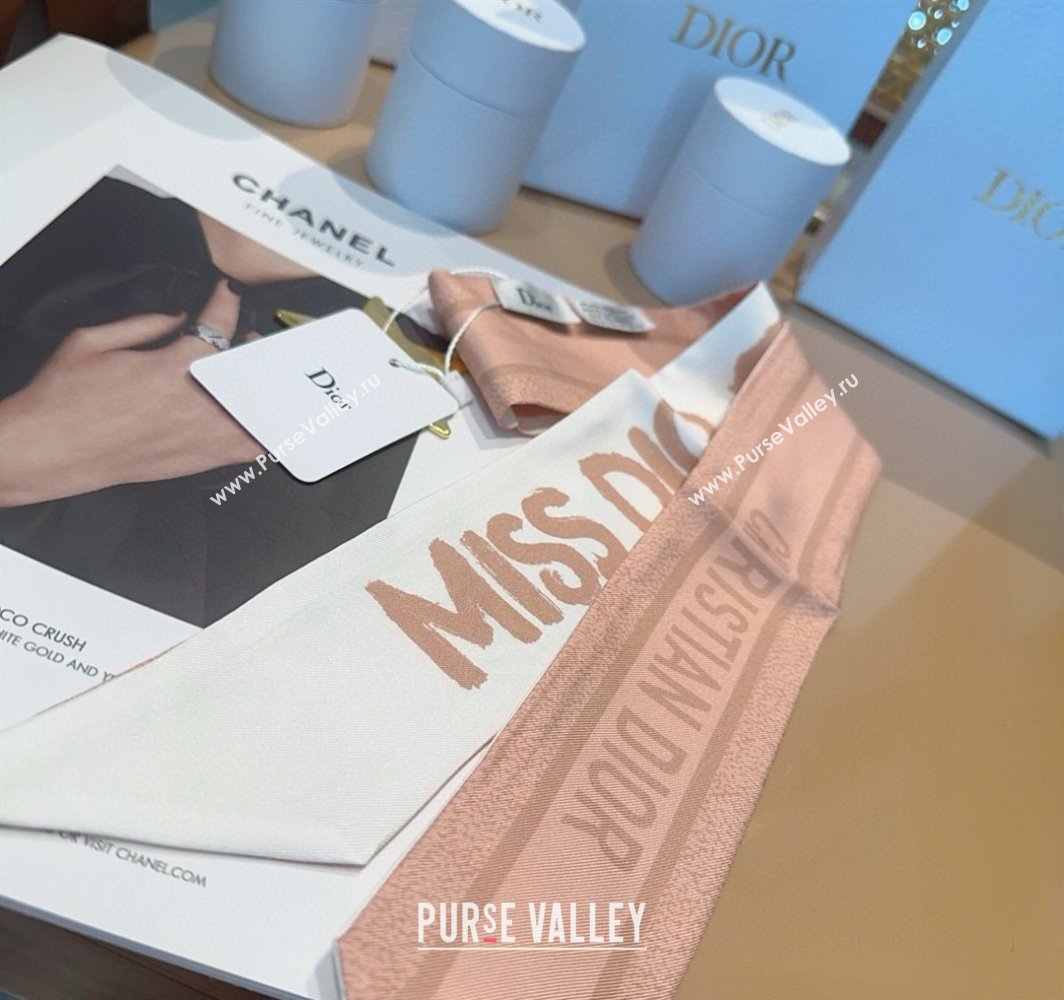 Dior Miss Dior Mitzah Silk Bandeau Scarf 6x105cm Pink 2025 DR03197 (XMN-250319021)