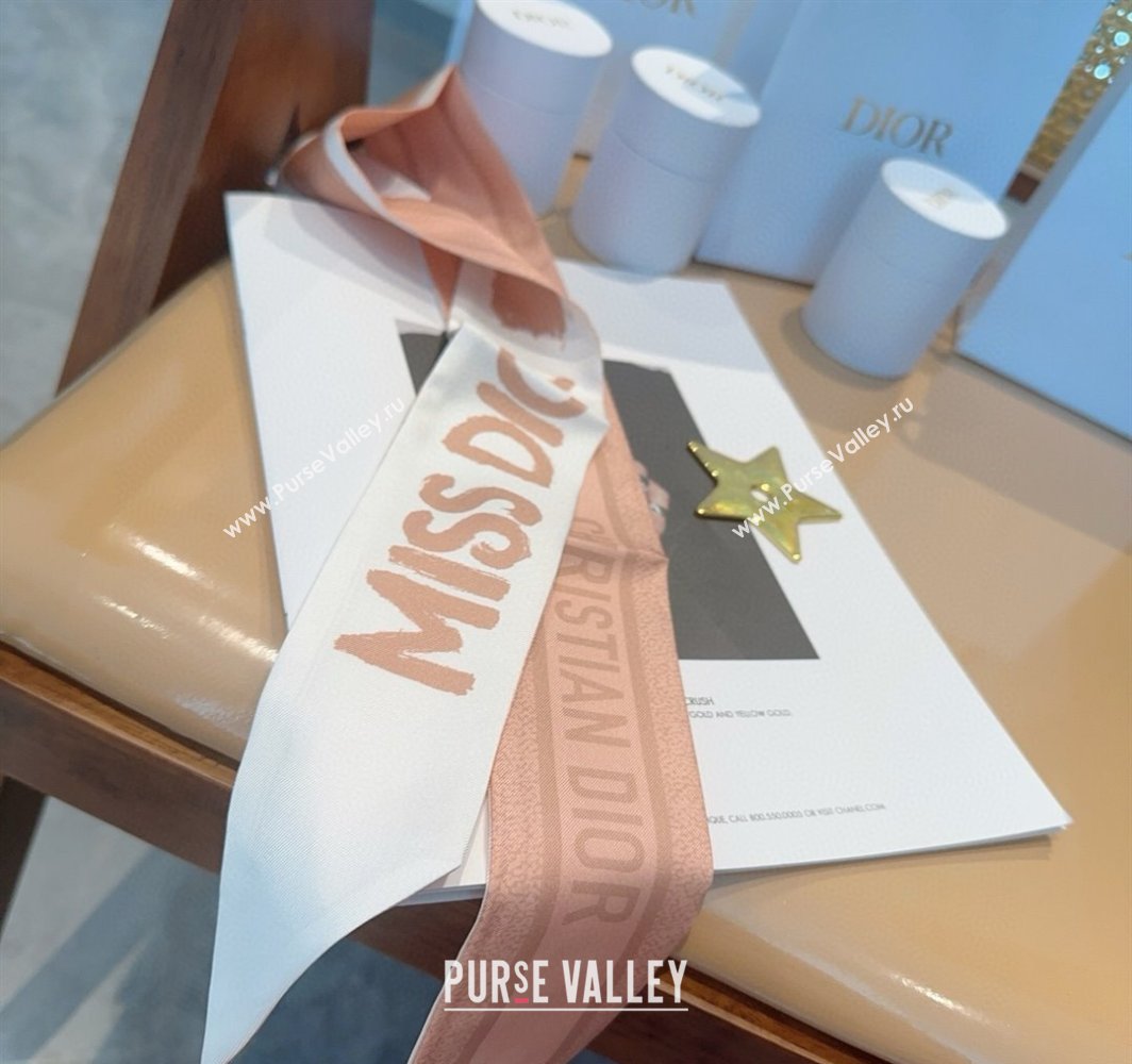 Dior Miss Dior Mitzah Silk Bandeau Scarf 6x105cm Pink 2025 DR03197 (XMN-250319021)