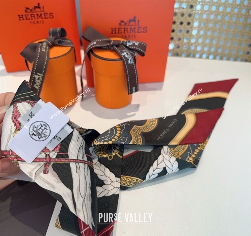 Hermes Feast Silk Twilly Bandeau Scarf 5x86cm Red 2025 HS03184 (XMN-250318104)