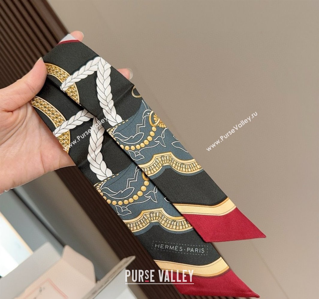 Hermes Feast Silk Twilly Bandeau Scarf 5x86cm Red 2025 HS03184 (XMN-250318104)