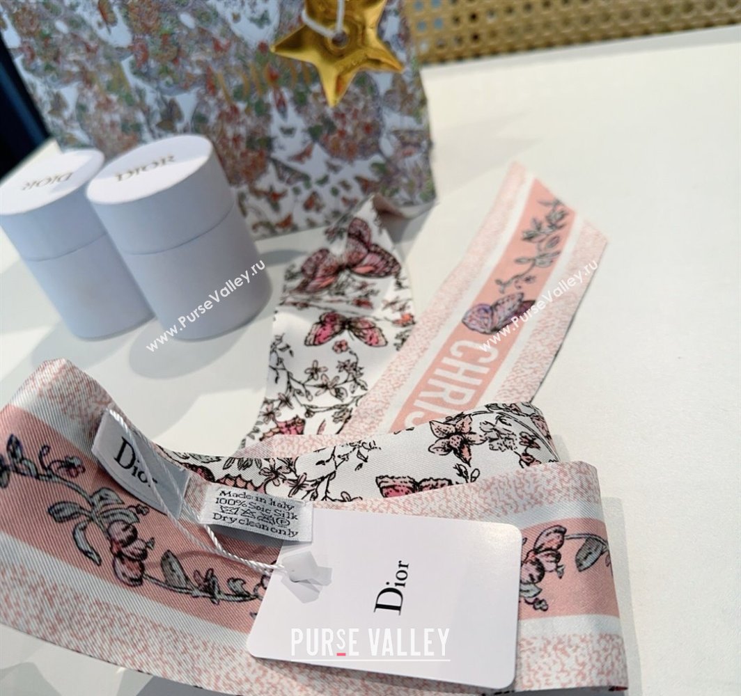 Dior Mitzah Butterfly Silk Bandeau Scarf Light Pink 2025 DR03191 (XMN-250319002)