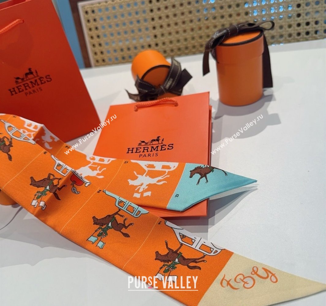 Hermes Hermes Parade Silk Twilly Bandeau Scarf 5x86cm Orange 2025 (XMN-250318140)