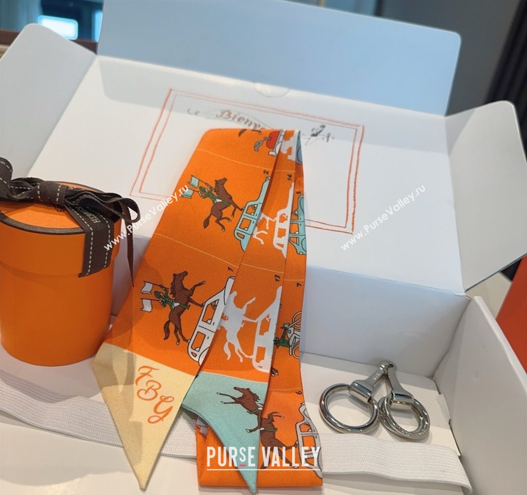 Hermes Hermes Parade Silk Twilly Bandeau Scarf 5x86cm Orange 2025 (XMN-250318140)
