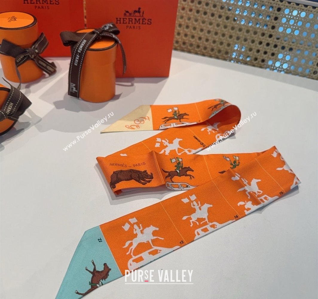 Hermes Hermes Parade Silk Twilly Bandeau Scarf 5x86cm Orange 2025 (XMN-250318140)
