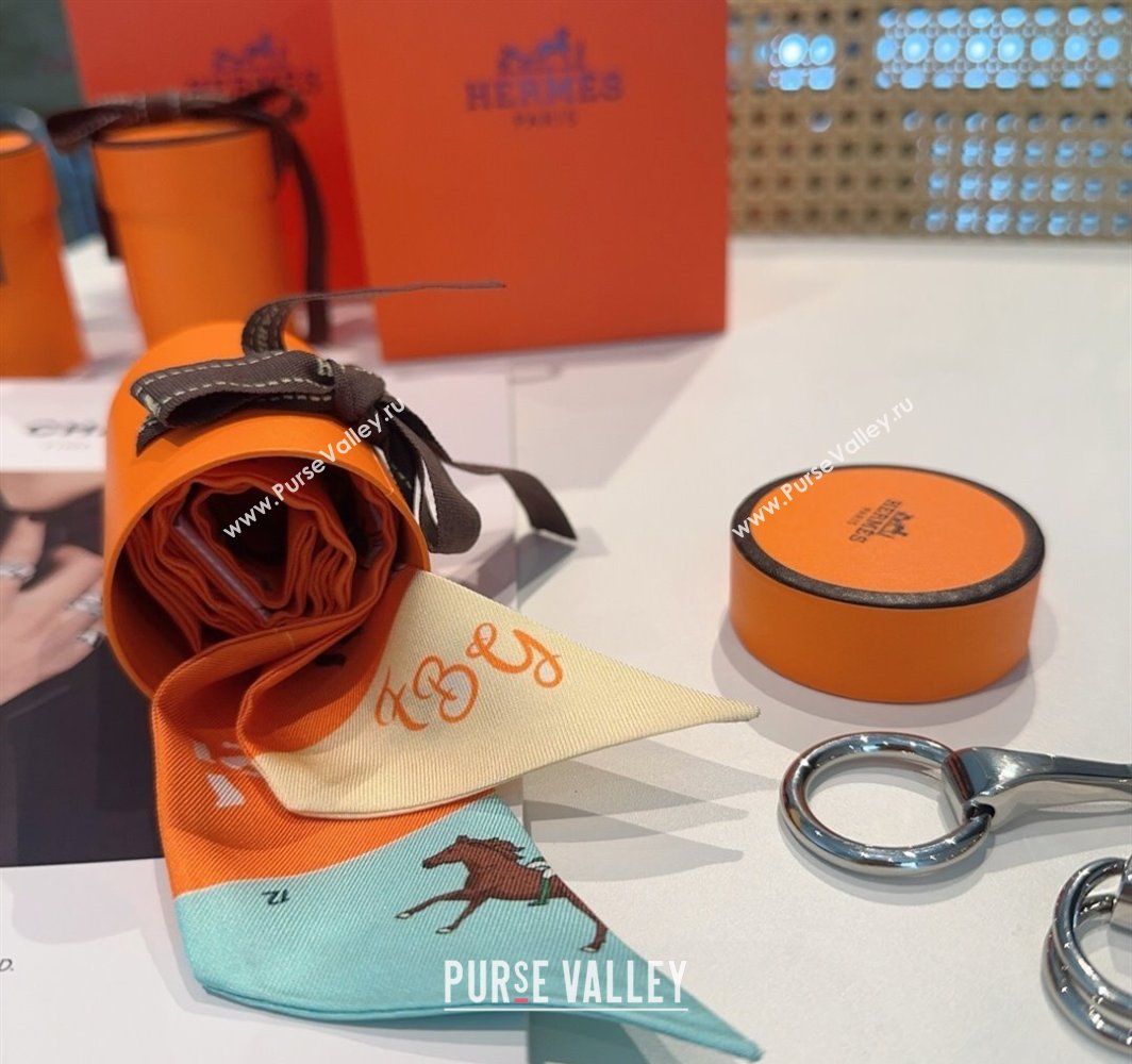 Hermes Hermes Parade Silk Twilly Bandeau Scarf 5x86cm Orange 2025 (XMN-250318140)