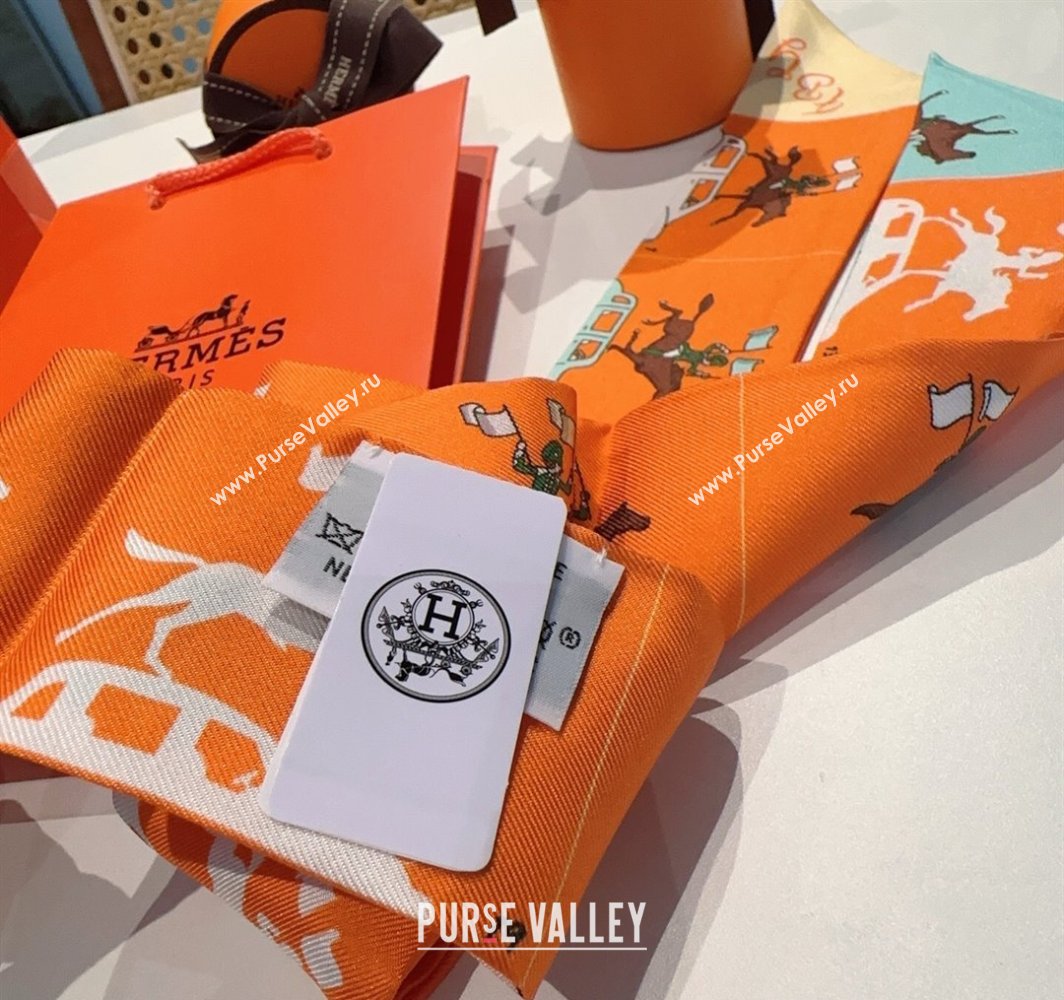 Hermes Hermes Parade Silk Twilly Bandeau Scarf 5x86cm Orange 2025 (XMN-250318140)