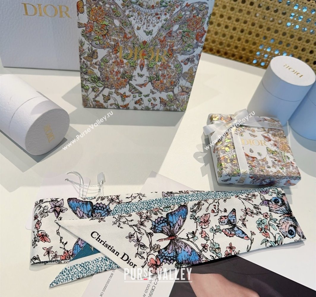 Dior Mitzah Butterfly Silk Bandeau Scarf Green 2025 DR03191 (XMN-250319003)