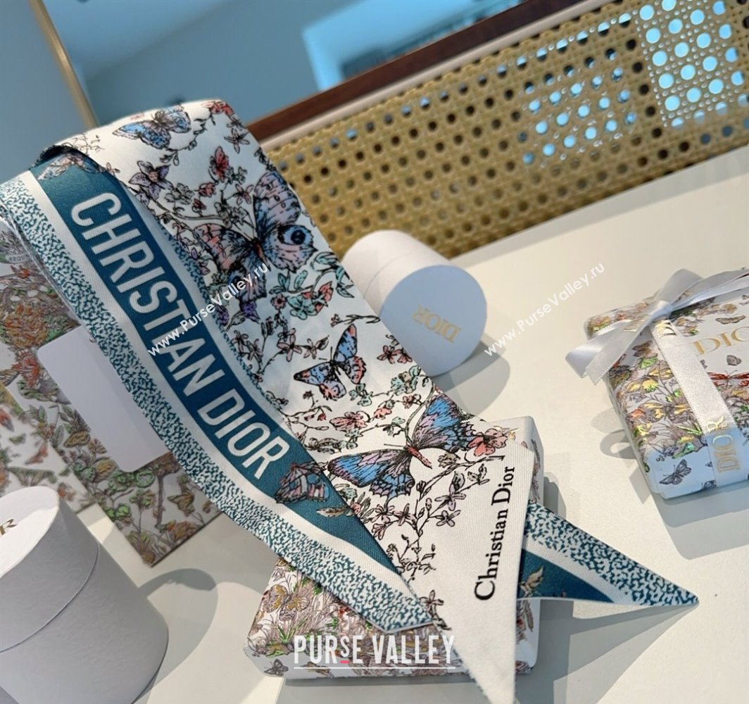 Dior Mitzah Butterfly Silk Bandeau Scarf Green 2025 DR03191 (XMN-250319003)