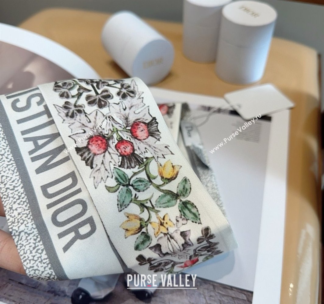 Dior Mitzah Silk Bandeau Scarf 6x100cm White 2025 DR03194 (XMN-250319011)