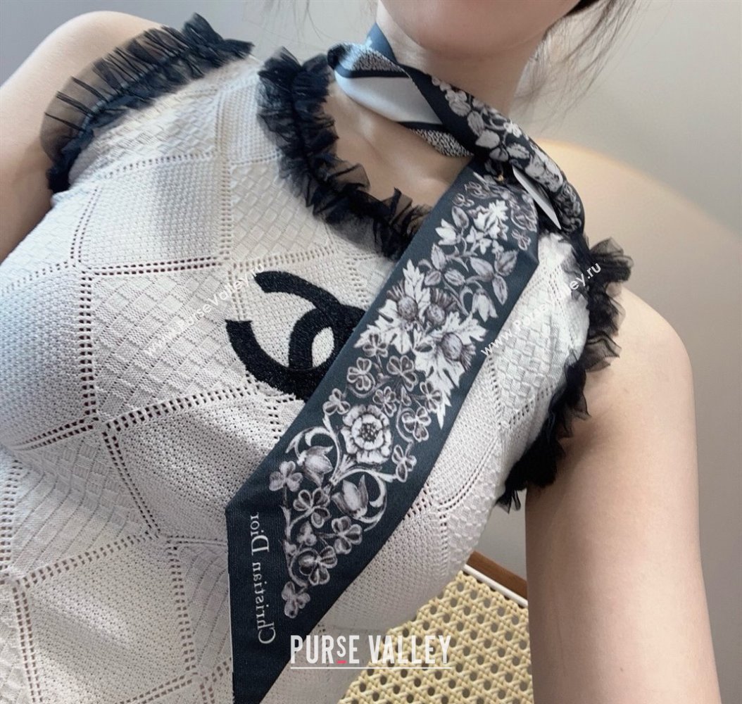 Dior Mitzah Silk Bandeau Scarf 6x100cm Black 2025 DR03194 (XMN-250319012)