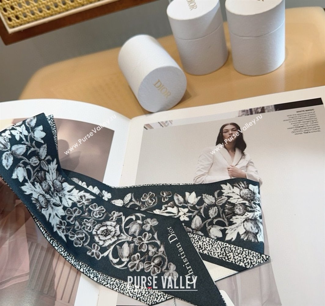 Dior Mitzah Silk Bandeau Scarf 6x100cm Black 2025 DR03194 (XMN-250319012)