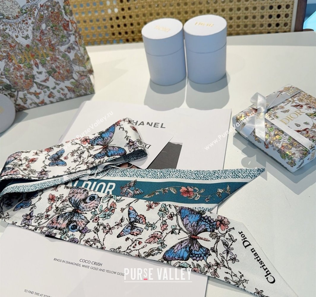 Dior Mitzah Butterfly Silk Bandeau Scarf Green 2025 DR03191 (XMN-250319003)