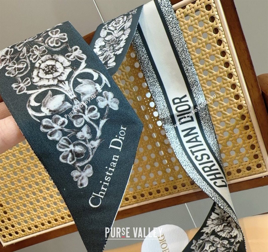 Dior Mitzah Silk Bandeau Scarf 6x100cm Black 2025 DR03194 (XMN-250319012)