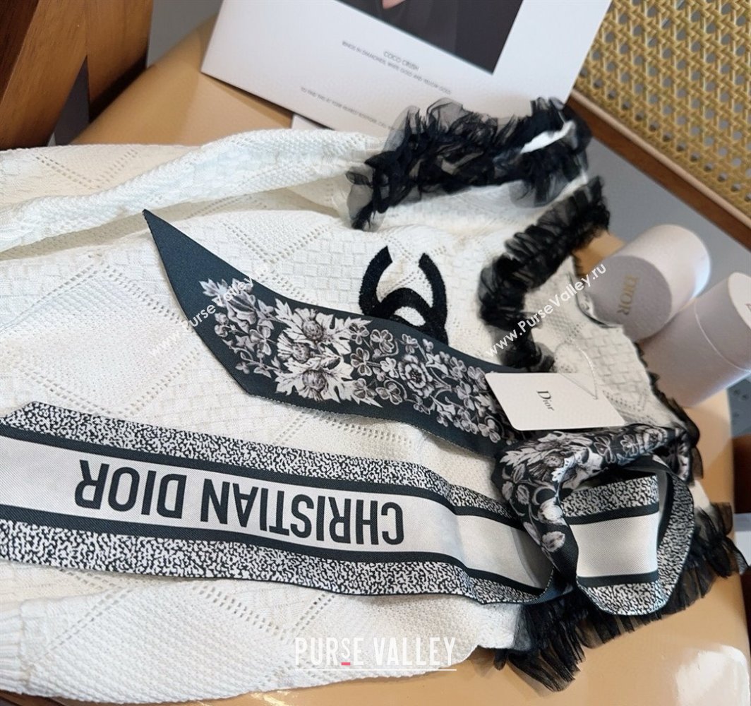 Dior Mitzah Silk Bandeau Scarf 6x100cm Black 2025 DR03194 (XMN-250319012)