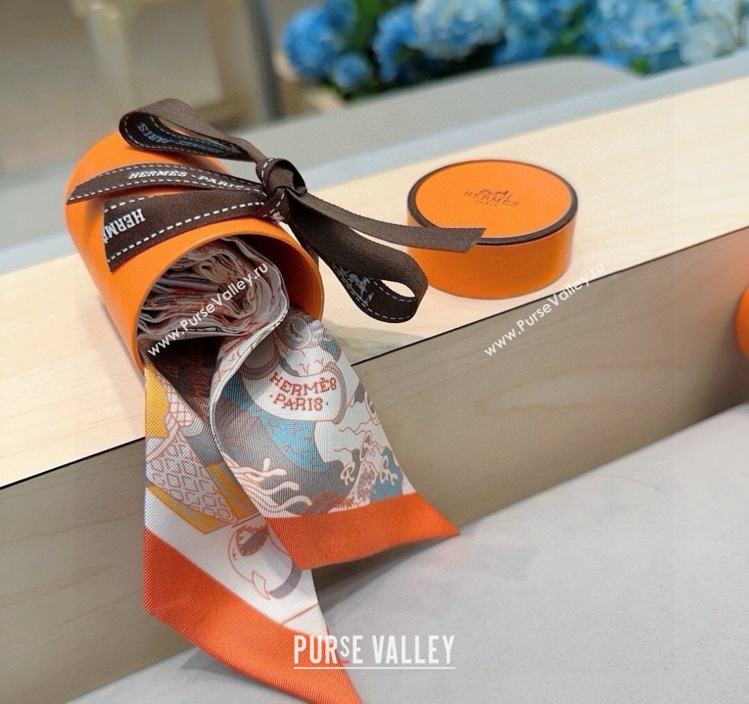 Hermes Splash Park Silk Twilly Bandeau Scarf 5x86cm Orange 2025 (XMN-250318133)