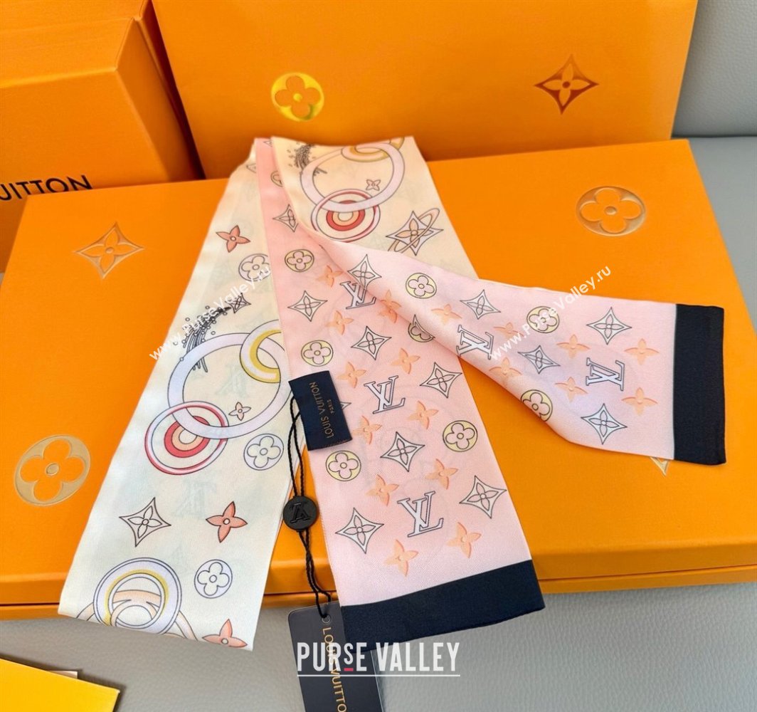 Louis Vuitton Vivienne and Beyond Silk Bandeau Scarf 8x120cm White 2025 M78132 (XMN-250319063)