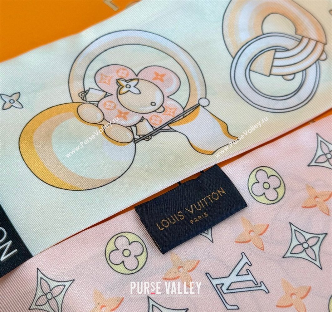 Louis Vuitton Vivienne and Beyond Silk Bandeau Scarf 8x120cm White 2025 M78132 (XMN-250319063)