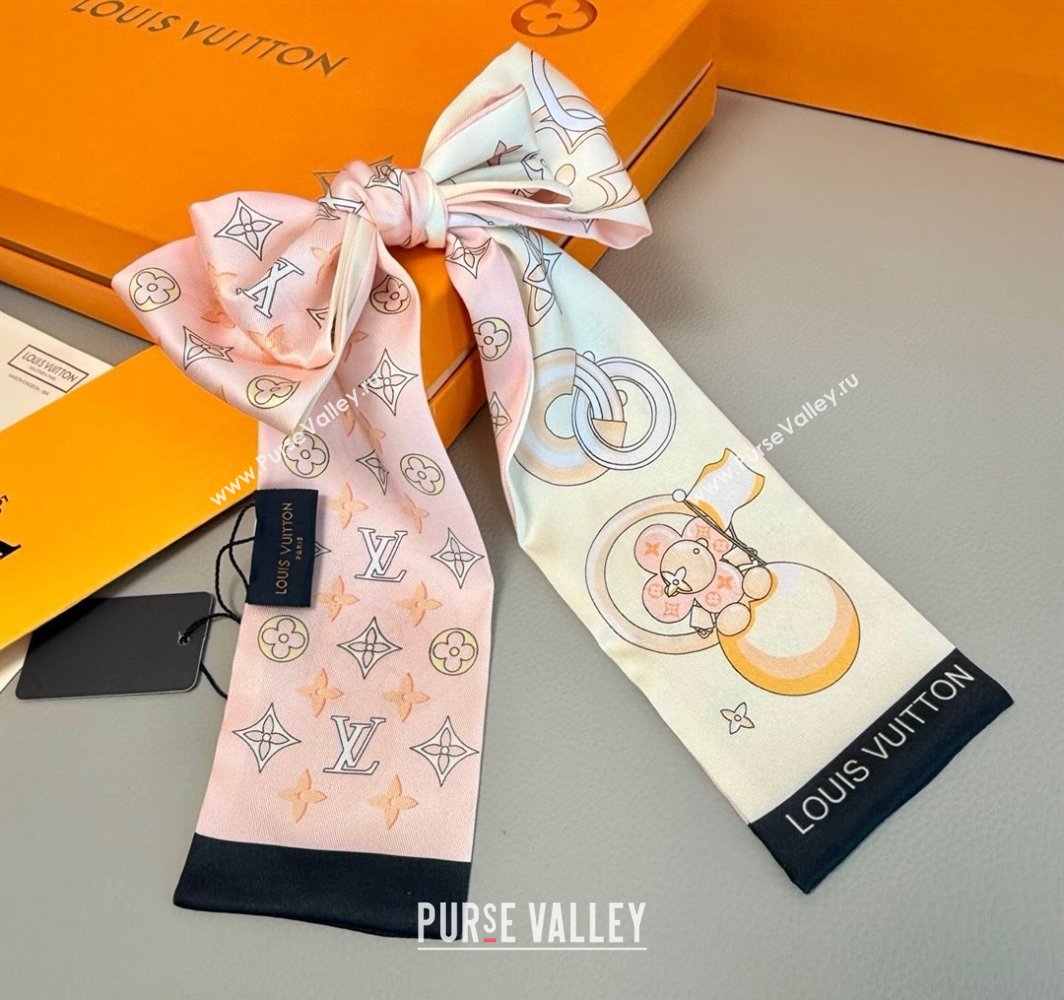 Louis Vuitton Vivienne and Beyond Silk Bandeau Scarf 8x120cm White 2025 M78132 (XMN-250319063)