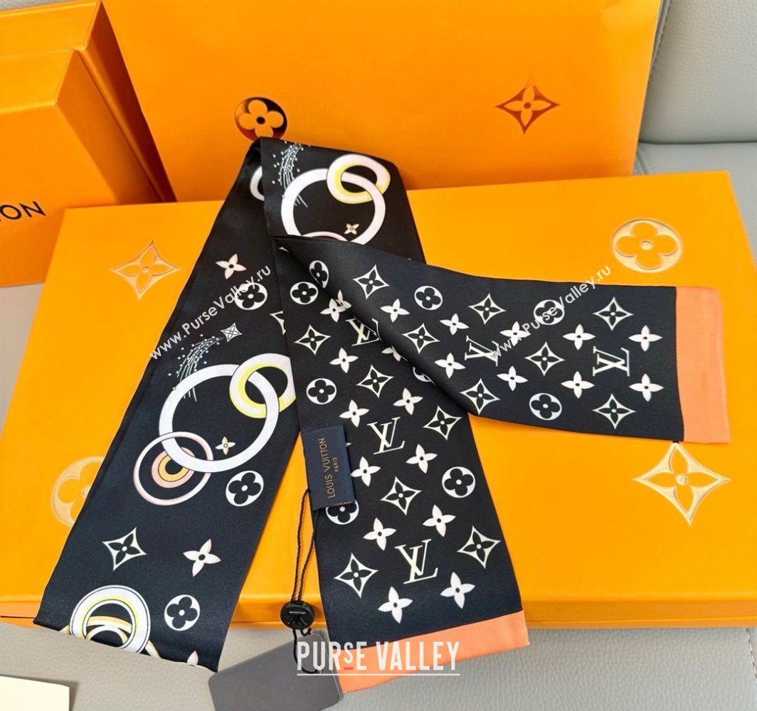 Louis Vuitton Vivienne and Beyond Silk Bandeau Scarf 8x120cm Black 2025 M78132 (XMN-250319064)