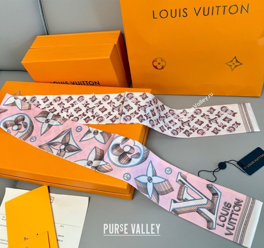 Louis Vuitton Ultimate 3D Silk Bandeau Scarf 8x120cm White 2025 M78420 (XMN-250319065)