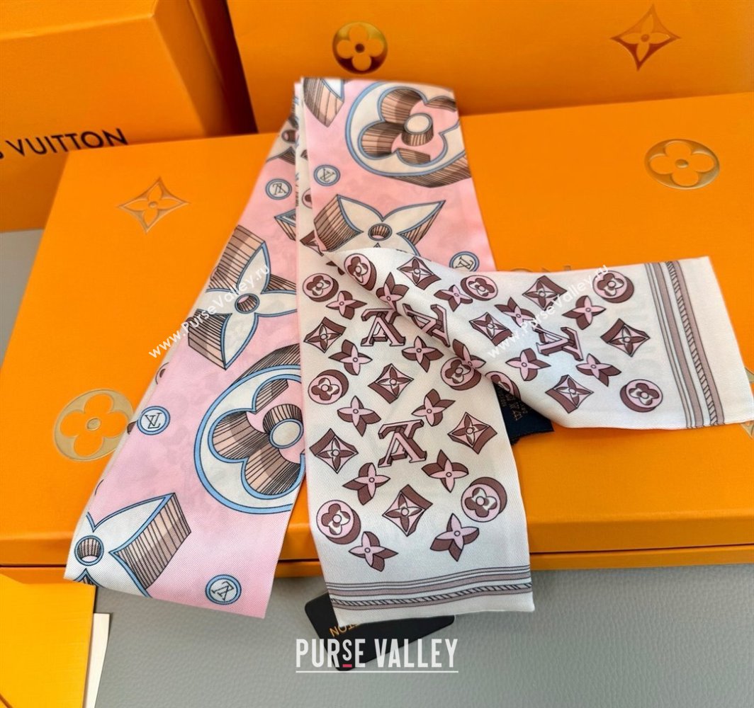 Louis Vuitton Ultimate 3D Silk Bandeau Scarf 8x120cm White 2025 M78420 (XMN-250319065)