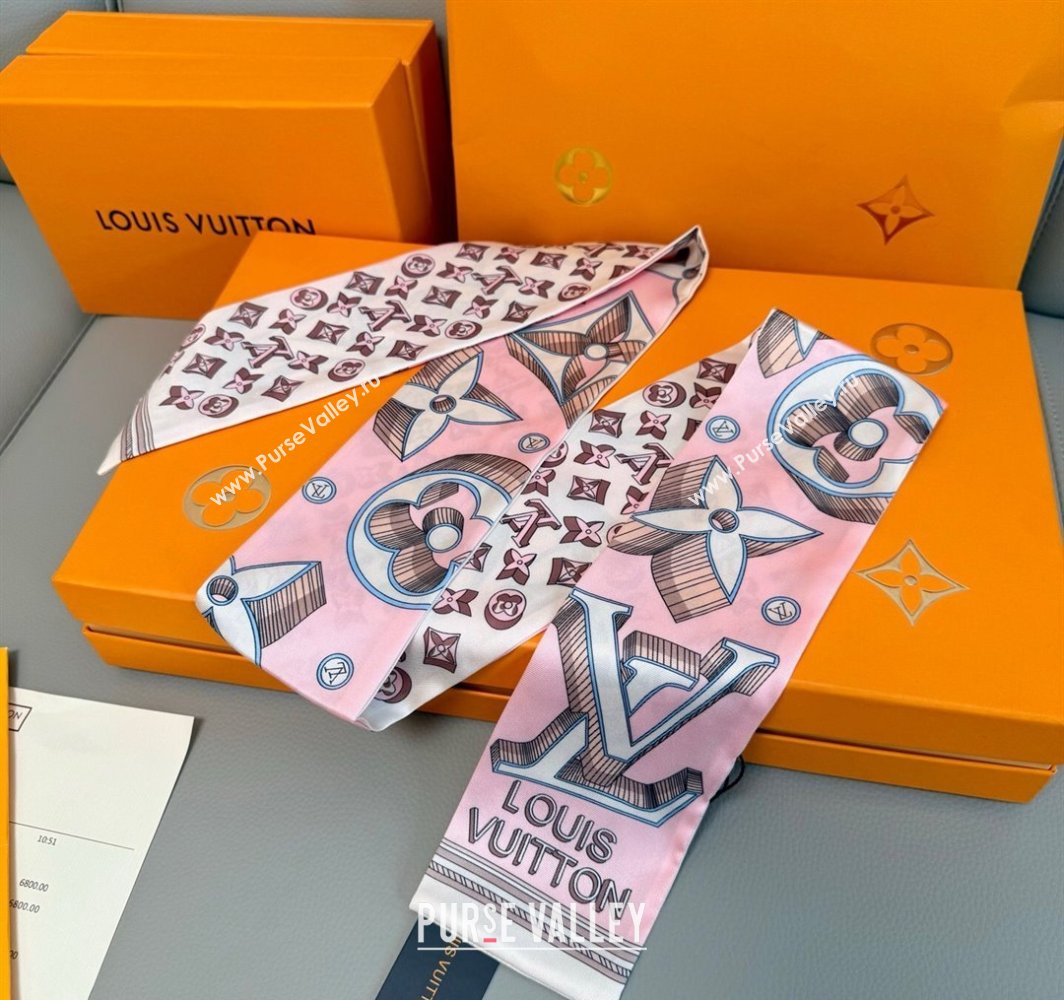 Louis Vuitton Ultimate 3D Silk Bandeau Scarf 8x120cm White 2025 M78420 (XMN-250319065)