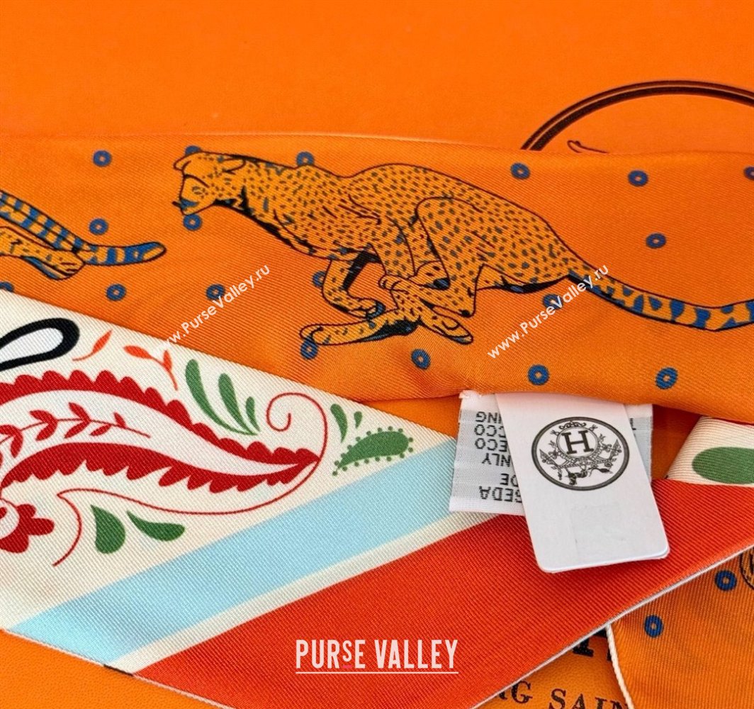 Hermes Guepards Bandana Silk Twilly Bandeau Scarf 5x86cm Red 2025 (XMN-250318132)