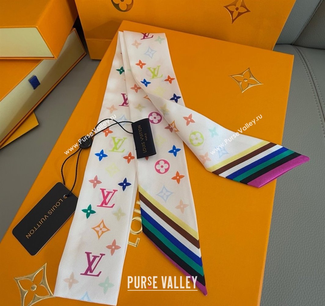 Louis Vuitton LV x TM Silk Bandeau Scarf White/Black/Multicolor 2025 (XMN-250319067)