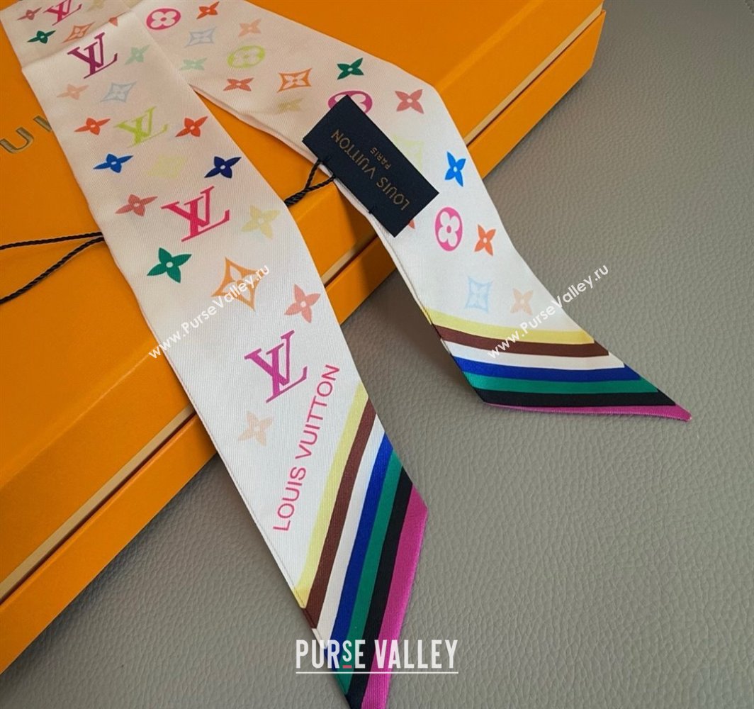 Louis Vuitton LV x TM Silk Bandeau Scarf White/Black/Multicolor 2025 (XMN-250319067)