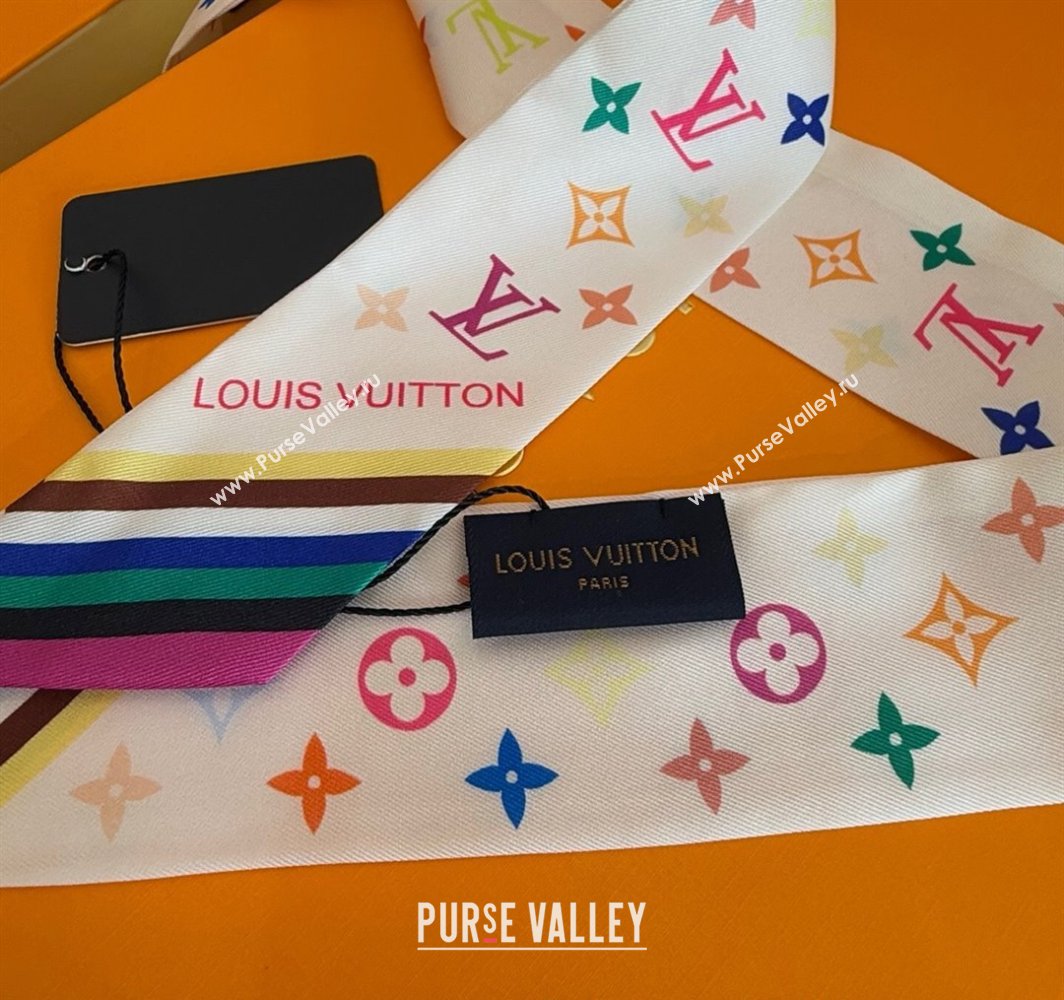 Louis Vuitton LV x TM Silk Bandeau Scarf White/Black/Multicolor 2025 (XMN-250319067)
