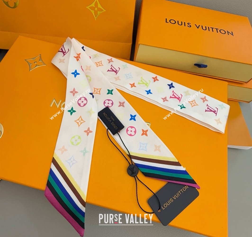 Louis Vuitton LV x TM Silk Bandeau Scarf White/Black/Multicolor 2025 (XMN-250319067)