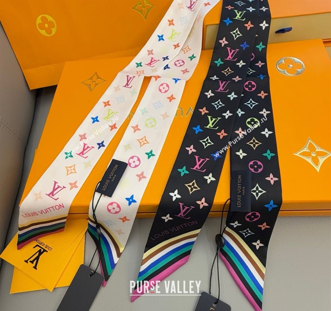 Louis Vuitton LV x TM Silk Bandeau Scarf White/Black/Multicolor 2025 (XMN-250319067)