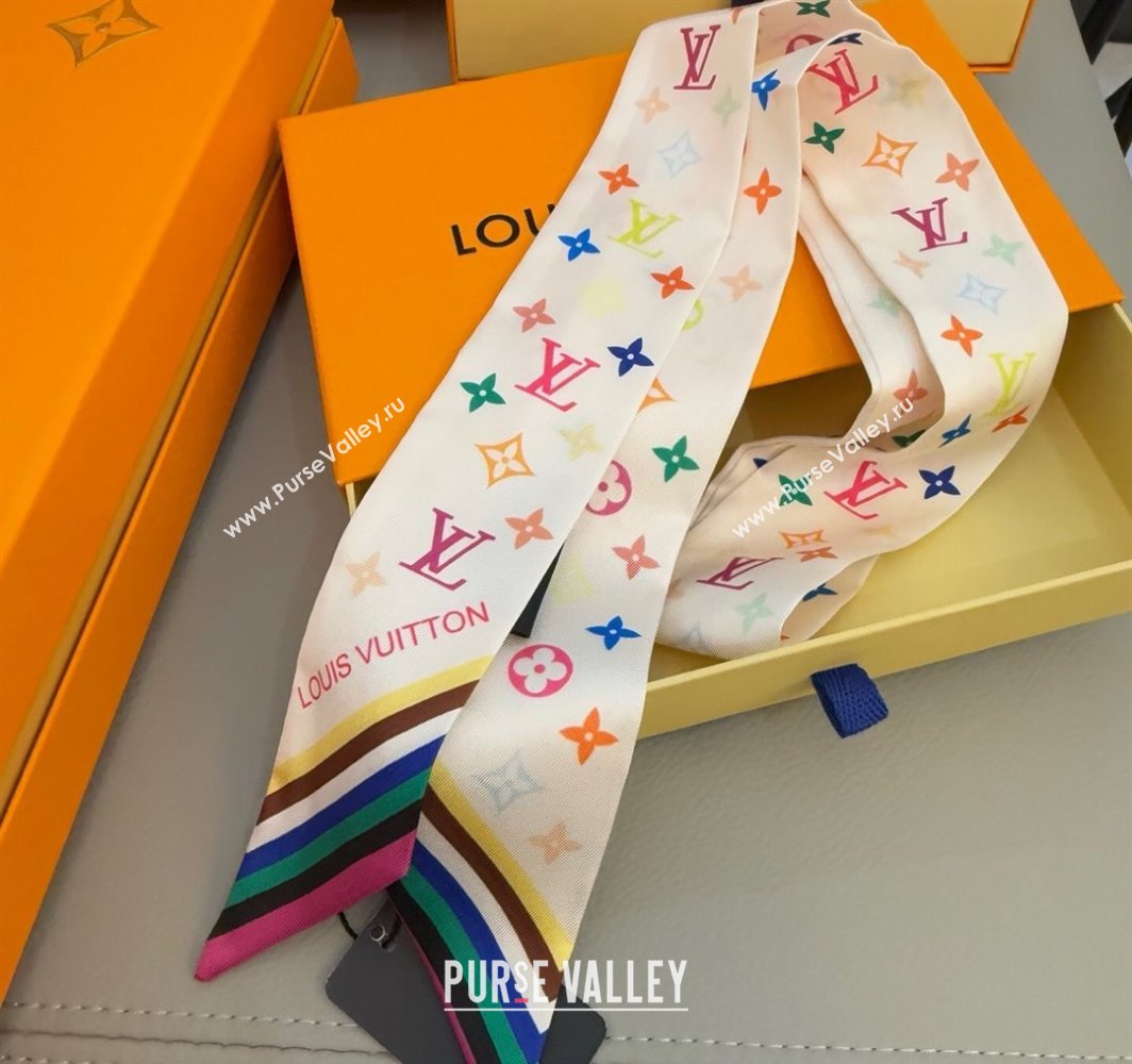 Louis Vuitton LV x TM Silk Bandeau Scarf White/Black/Multicolor 2025 (XMN-250319067)