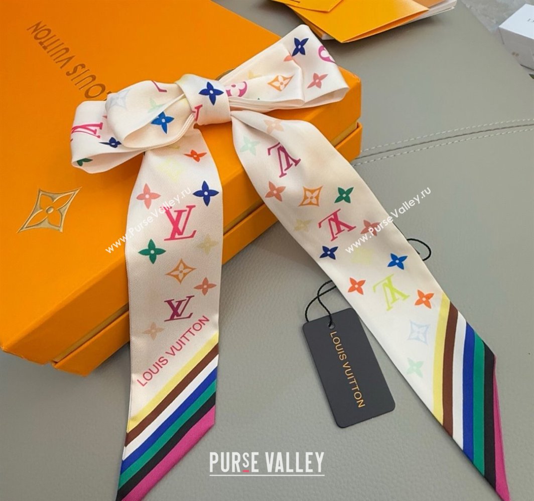 Louis Vuitton LV x TM Silk Bandeau Scarf White/Black/Multicolor 2025 (XMN-250319067)