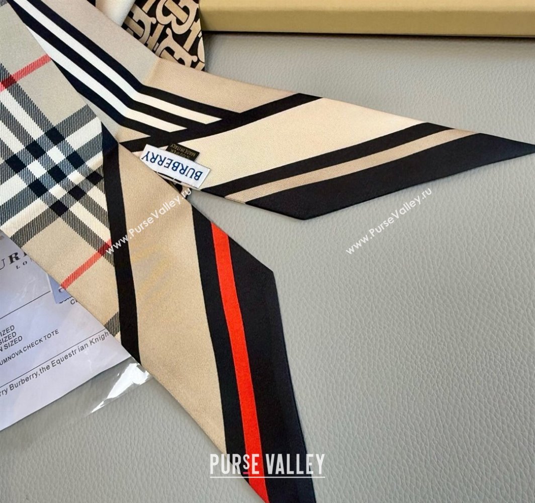 Burberry TB Silk Bandeau Scarf 8x180cm Beige 2025 0319 (XMN-250319047)