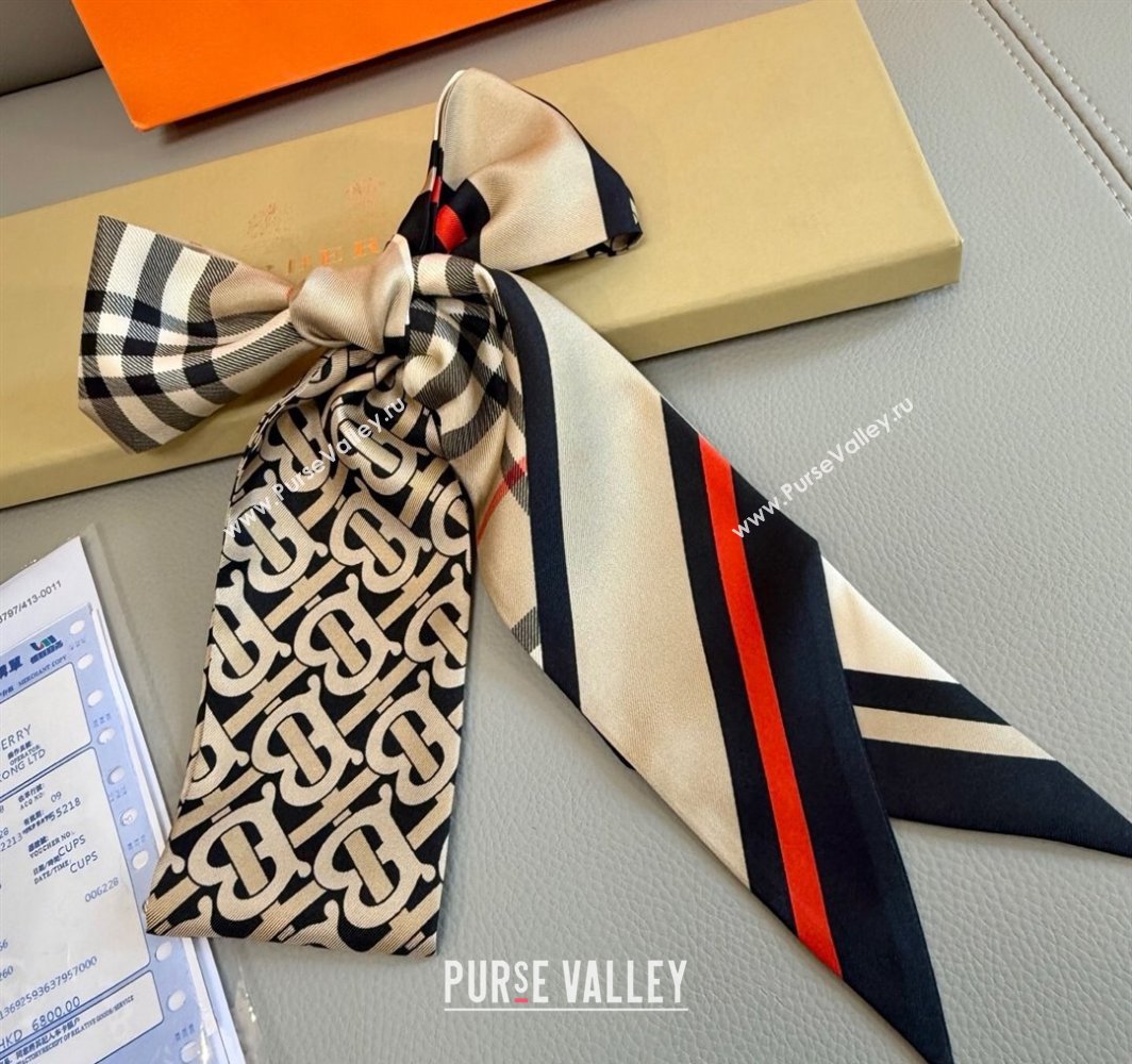 Burberry TB Silk Bandeau Scarf 8x180cm Beige 2025 0319 (XMN-250319047)