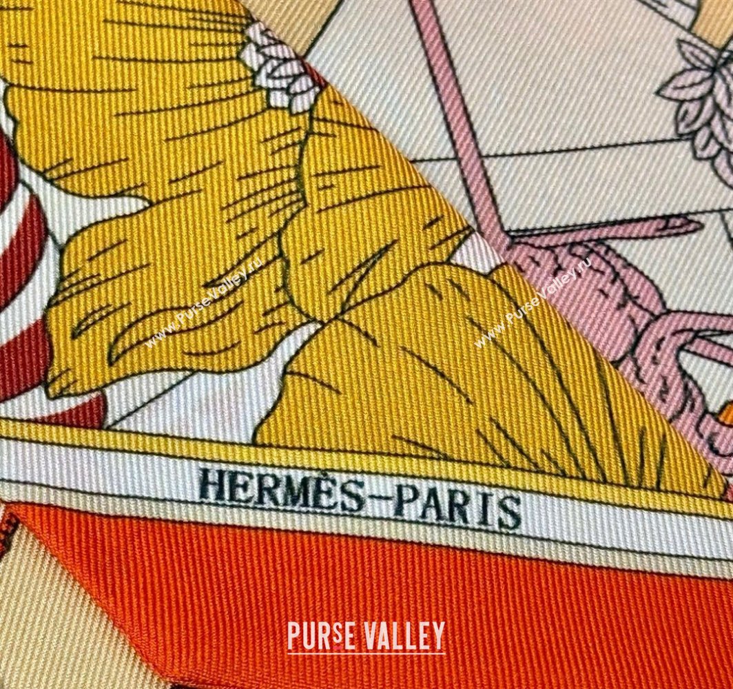 Hermes Magic Park Silk Twilly Bandeau Scarf 5x86cm Orange 2025 (XMN-250318124)