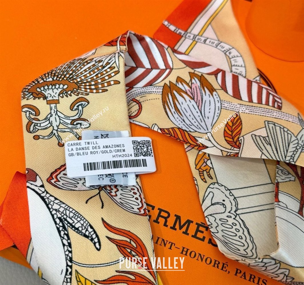 Hermes Magic Park Silk Twilly Bandeau Scarf 5x86cm Orange 2025 (XMN-250318124)