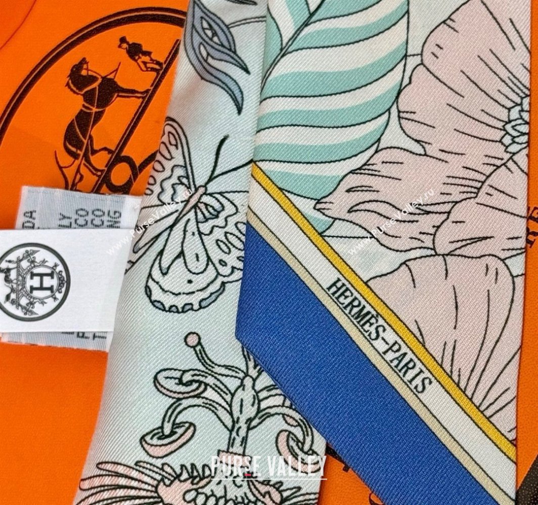 Hermes Magic Park Silk Twilly Bandeau Scarf 5x86cm Sky Blue 2025 (XMN-250318123)
