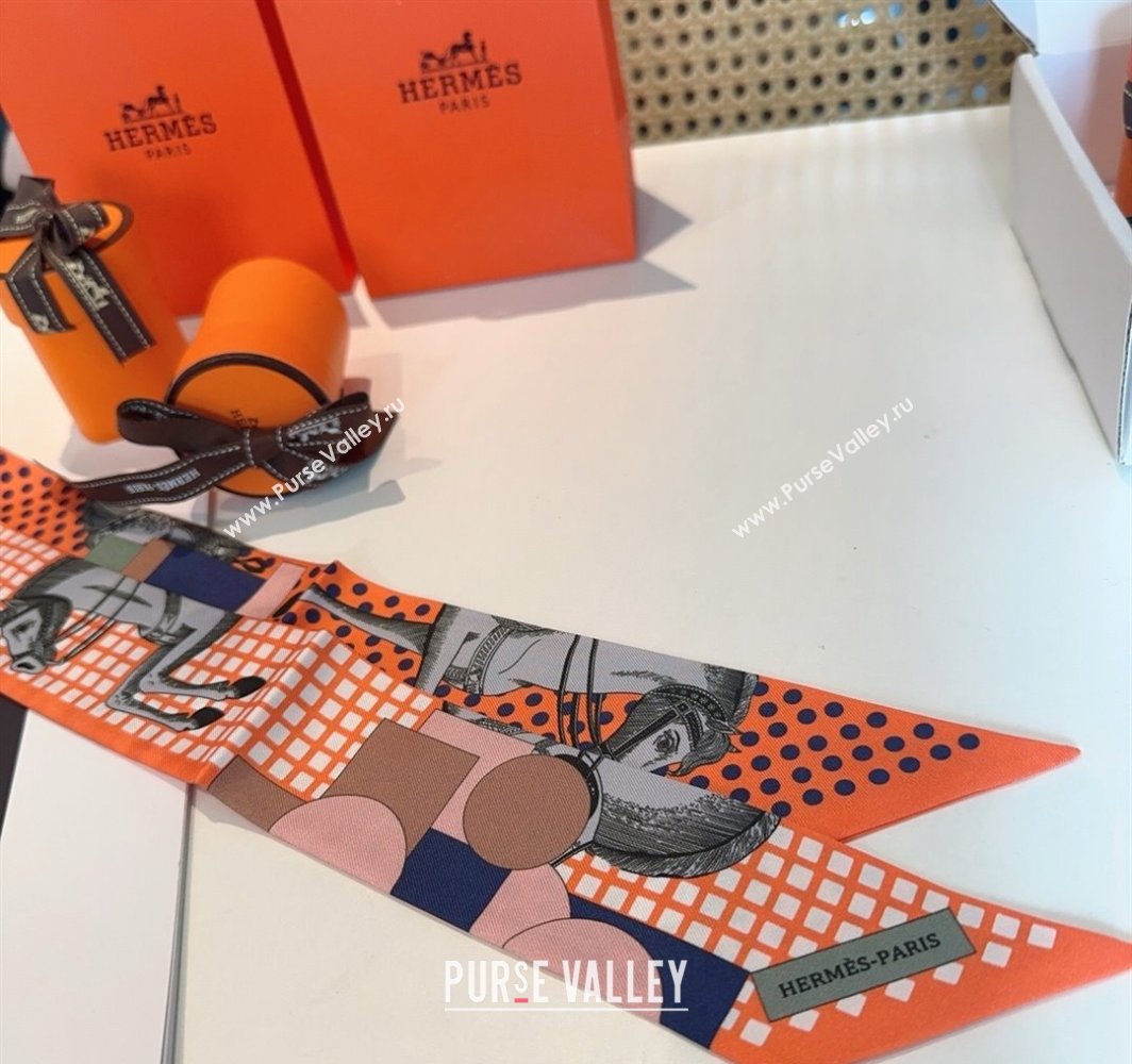 Hermes Cavalier en Formes Silk Twilly Bandeau Scarf 5x86cm Orange 2025 (XMN-250318117)