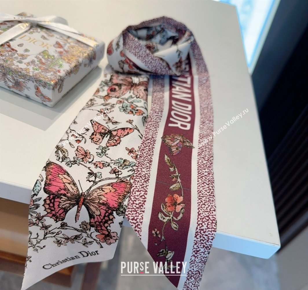 Dior Mitzah Butterfly Silk Bandeau Scarf Dark Burgundy 2025 DR03191 (XMN-250319001)