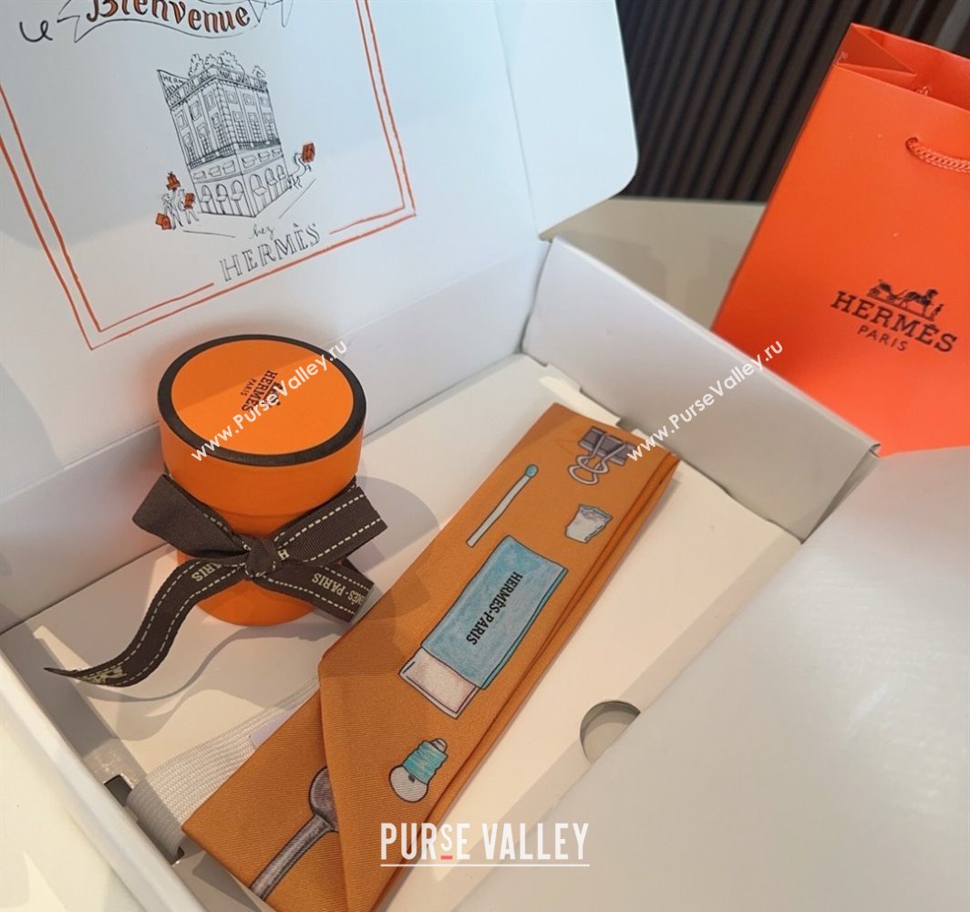 Hermes In the Pocket Silk Twilly Bandeau Scarf 5x85cm Orange 2025 (XMN-250318111)