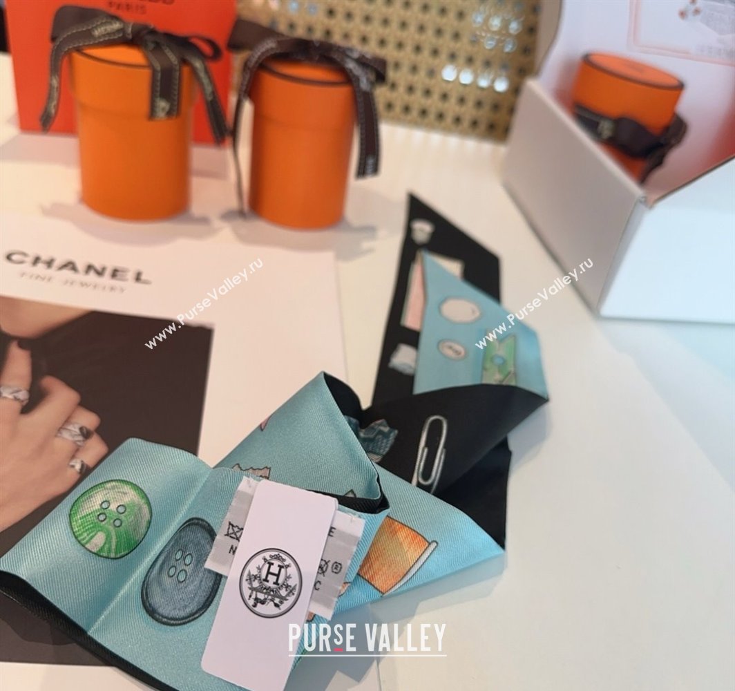 Hermes In the Pocket Silk Twilly Bandeau Scarf 5x85cm Black 2025 (XMN-250318110)